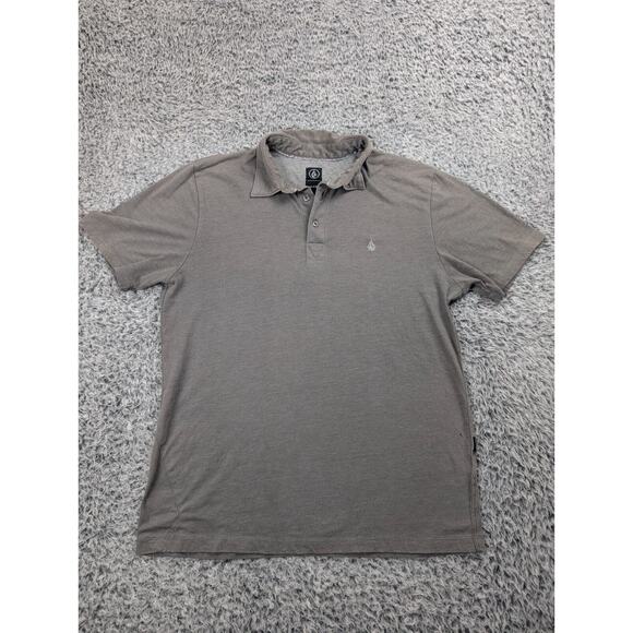 Volcom Shirt Mens Medium Gray Solid Polo Modern Casual Preppy Classiccore Golf - Picture 1 of 6